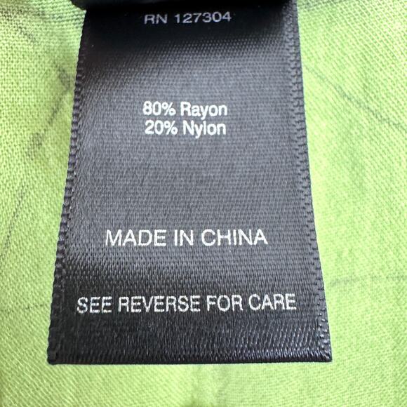 Ali Miles Womens Button Shirt Top Size 1X Artsy Office Geometric Flowy Green - Picture 5 of 7